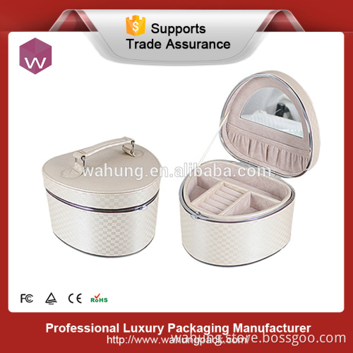 leather standing mirror jewelry gift box (WH-3149)